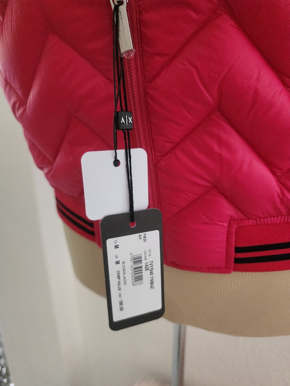 ARMANI EXCHANGE | Fuchsia Quilted Bomber Jacket - Women - Picture 5 of 12